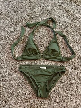 MICHAEL Michael Kors Olive Green Halter Ring Bikini size XS/S